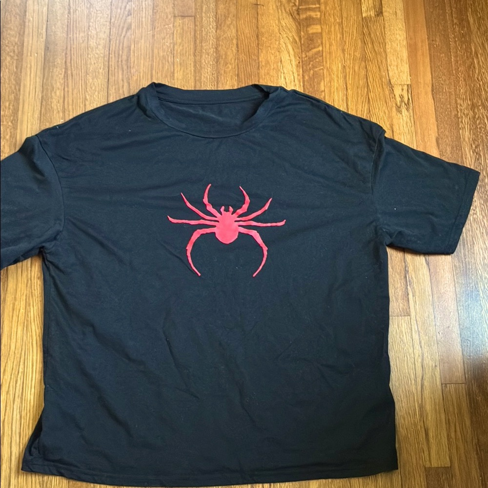 Black Kids T-Shirt with Red Spider Design